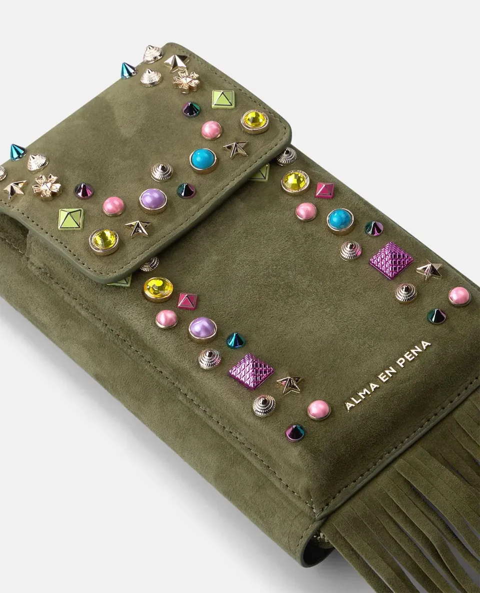 Alma en Pena V26WT018 sac cartera cuir kaki