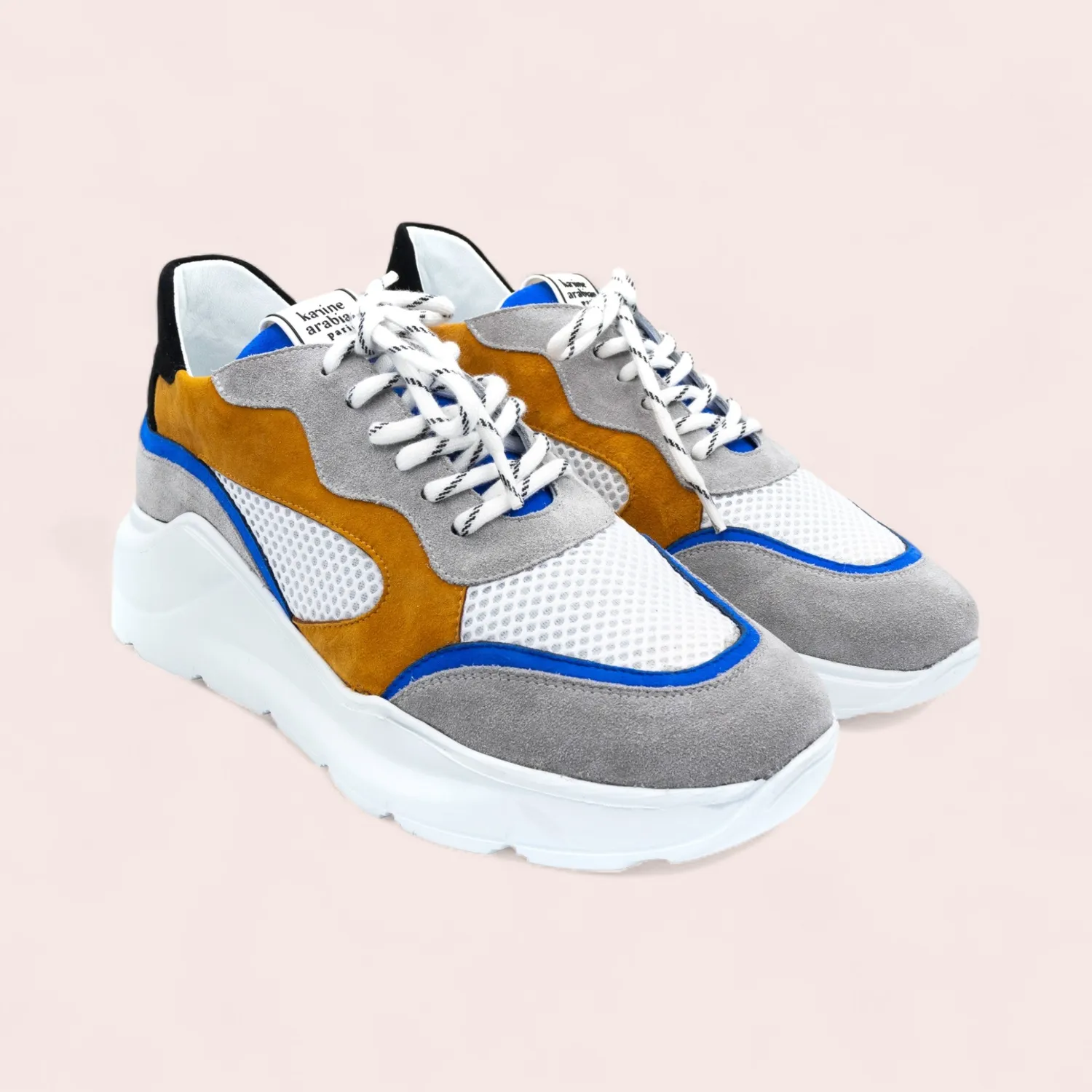 Karine Arabian Manon sneaker cuir camel bleu blanc