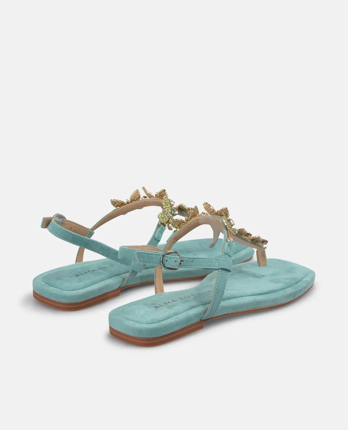 Alma en Pena V268414 sandales plates jade strass cuir