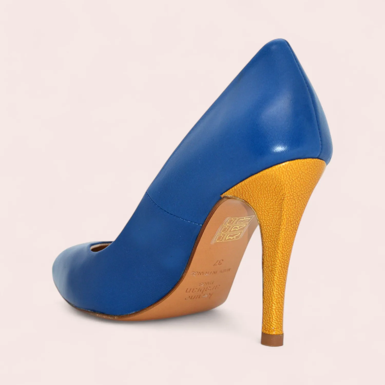 Karine Arabian PUMP escarpin cuir bleu royal 95 mm