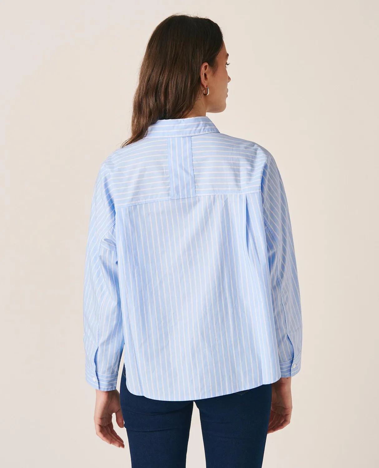 Alma en Pena I25CL0404 chemise rayée bleue fleurs
