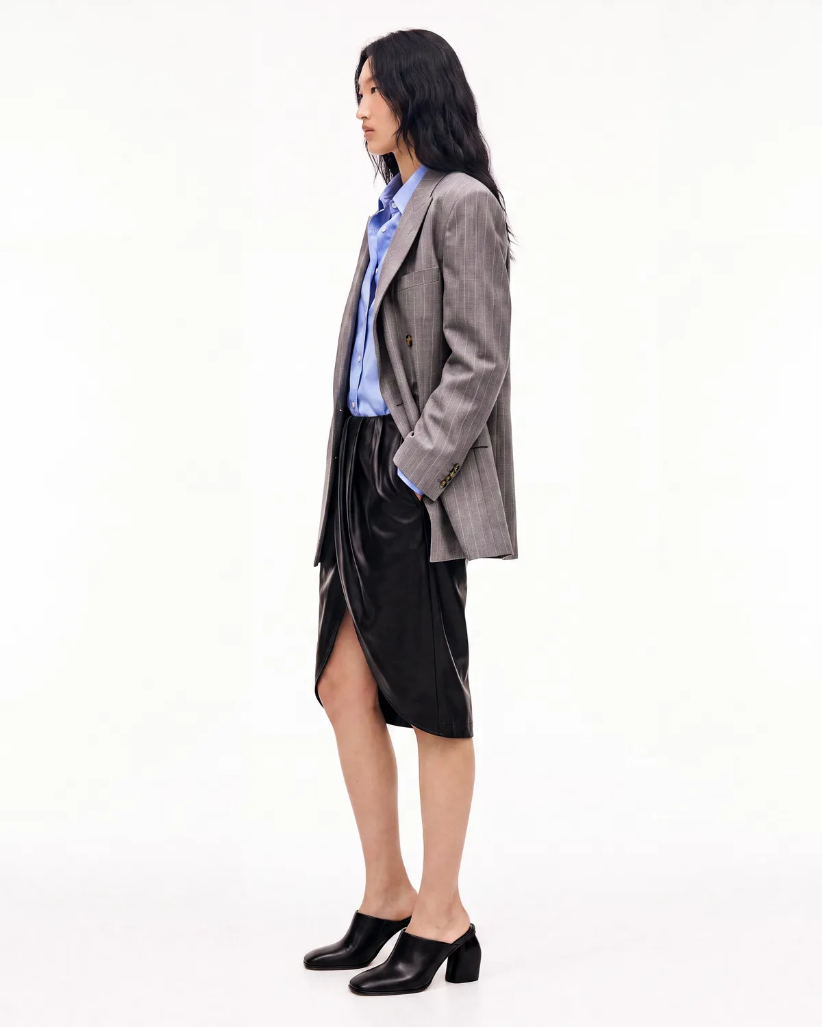 Mi/Mai Junya Black sabots cuir noirs talon 8 cm
