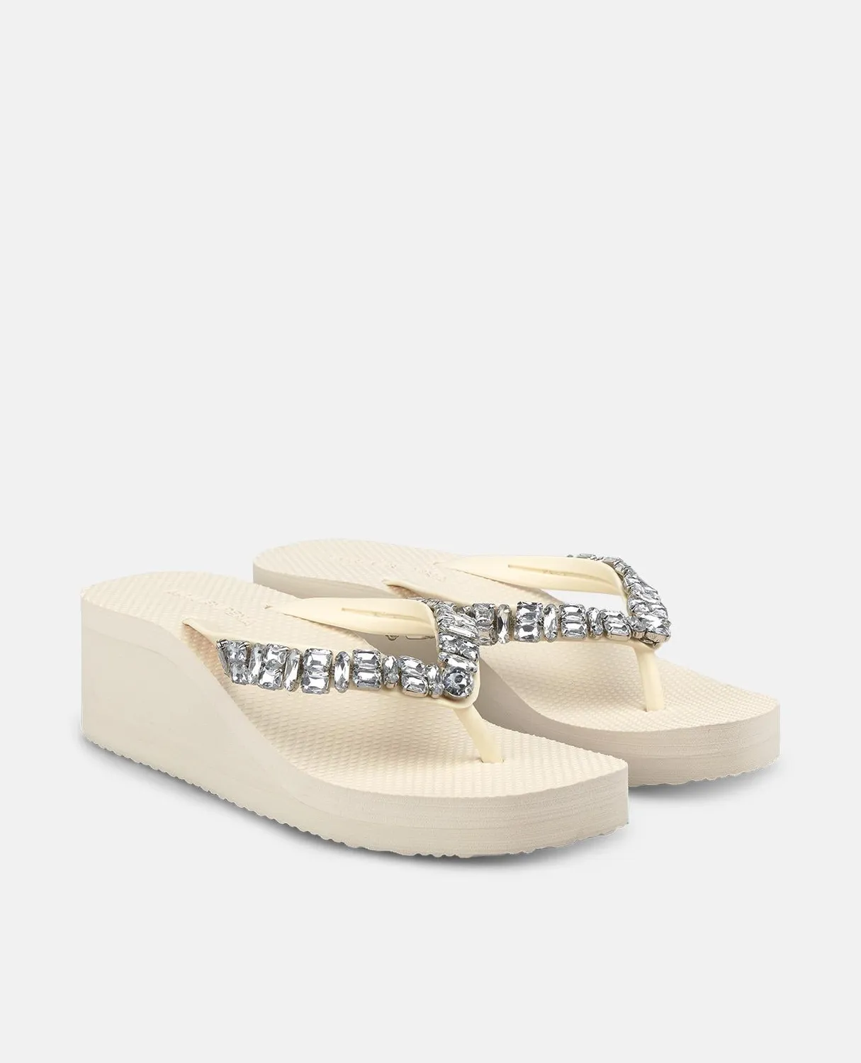 Alma en Pena V269014 tongs plateforme blanches strass