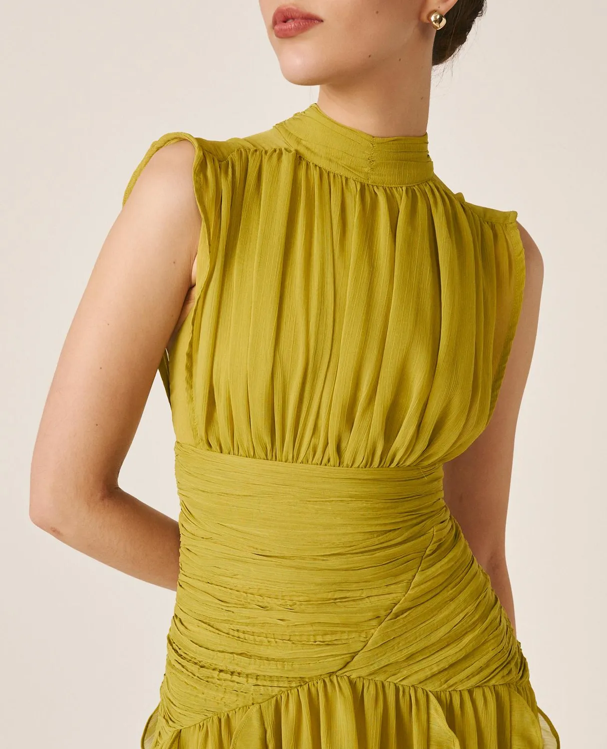 Alma en Pena V26CL0241 robe longue olive volants
