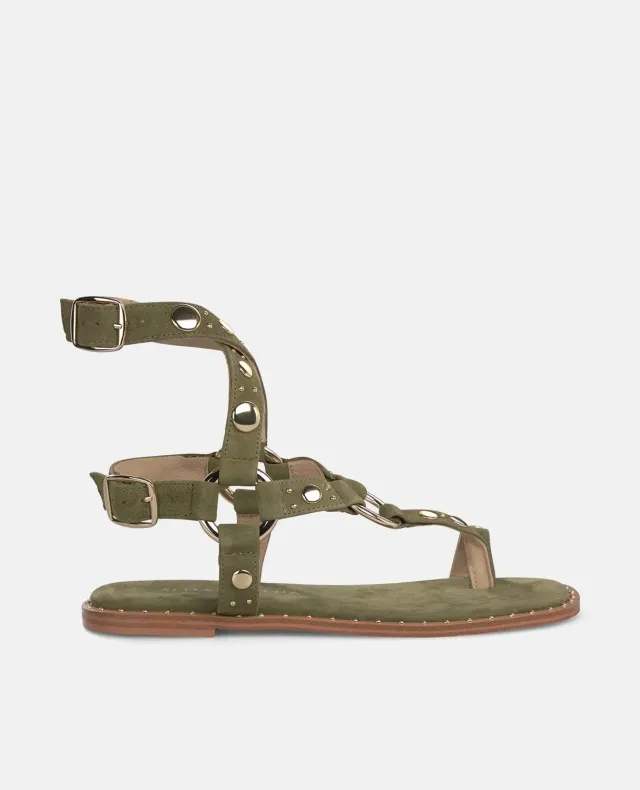 Alma en Pena V268211 sandales kaki plates cuir