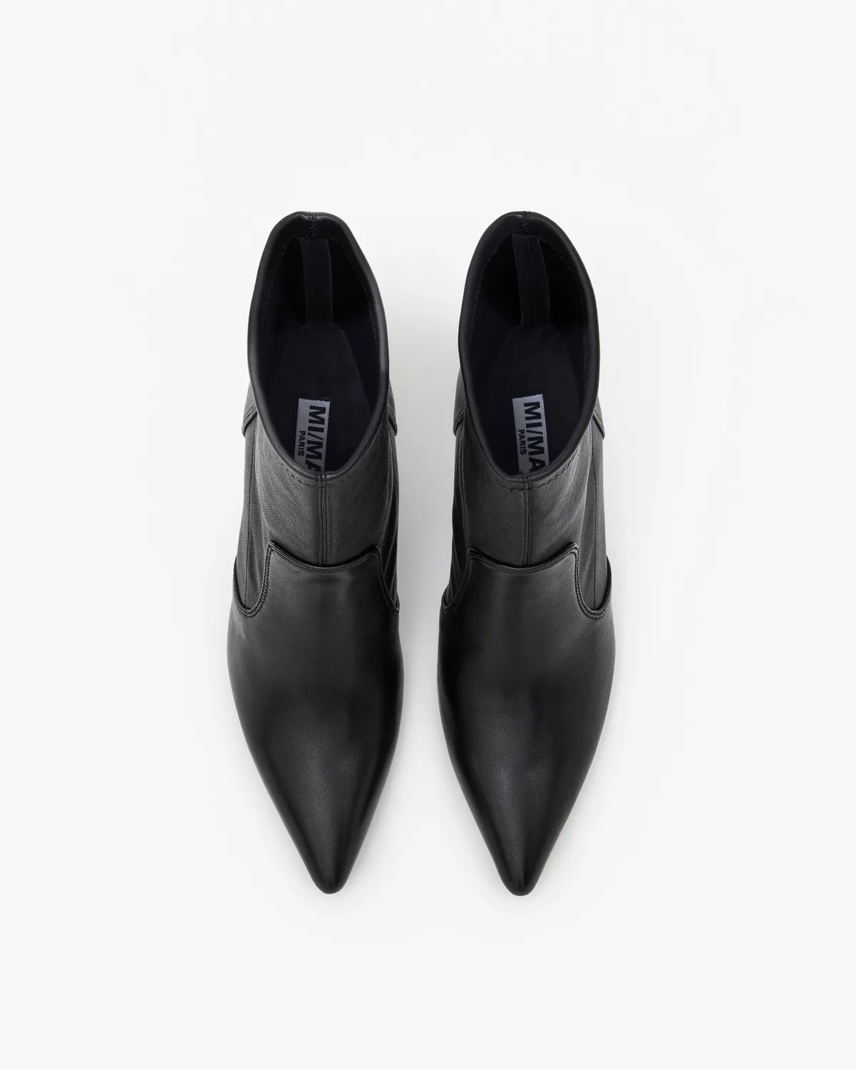 Mi/Mai Ophelia Black Calf bottines cuir noir stretch talon fin