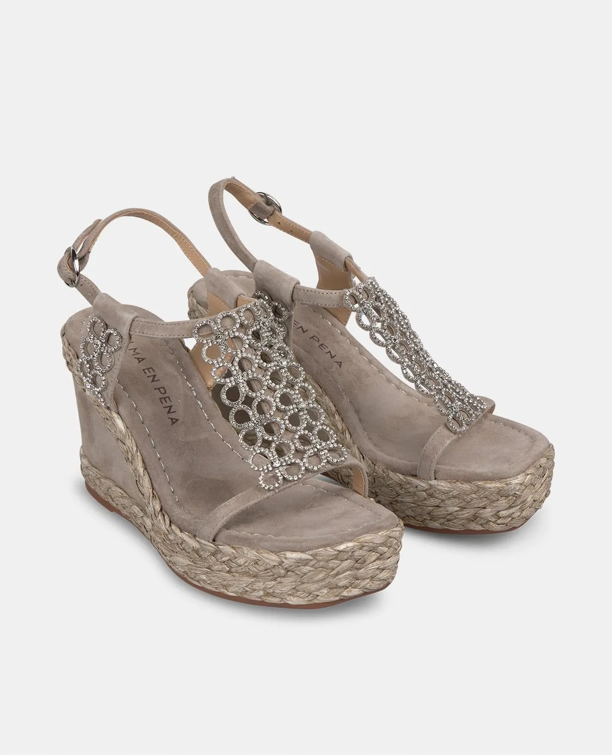 Alma en Pena V2551256 compensées taupe 9,8 cm strass