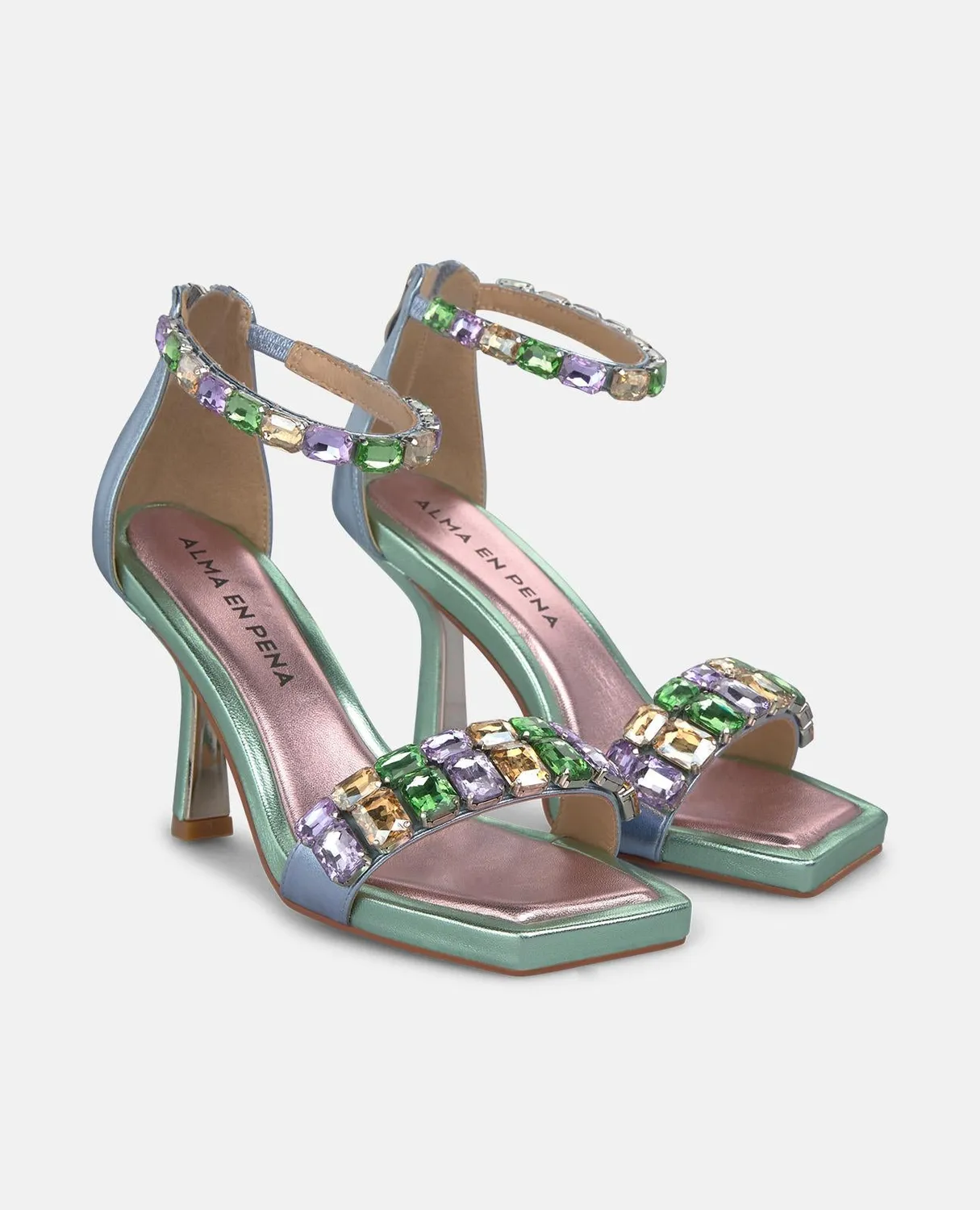 Alma en Pena V264015 sandales à talon multicolore bijoux