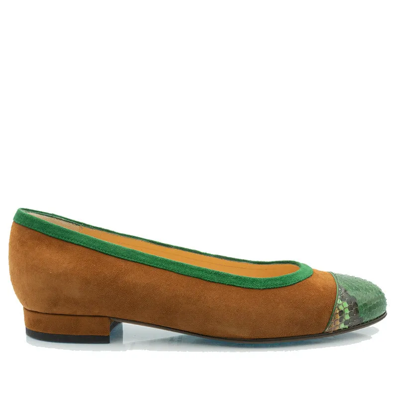 Bégum Paris Gabrielle ballerines vert bout python