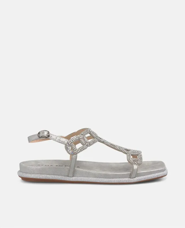 Alma en Pena V2551608 sandales plates argent strass 2 cm