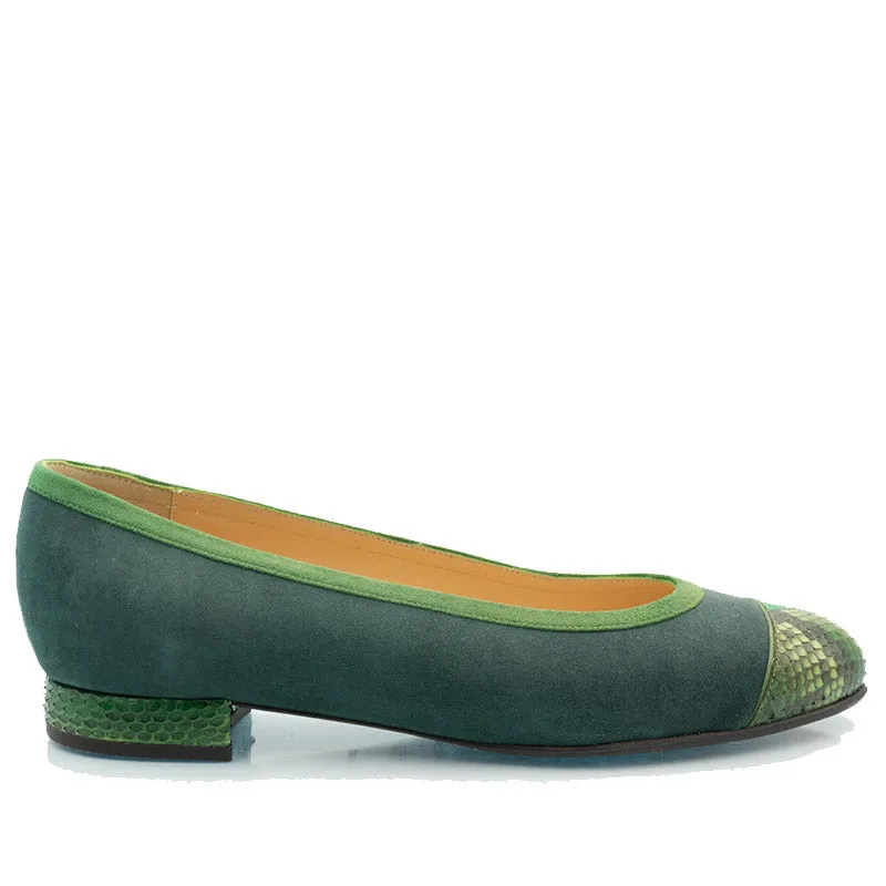 Bégum Paris Gabrielle ballerines vert bout python