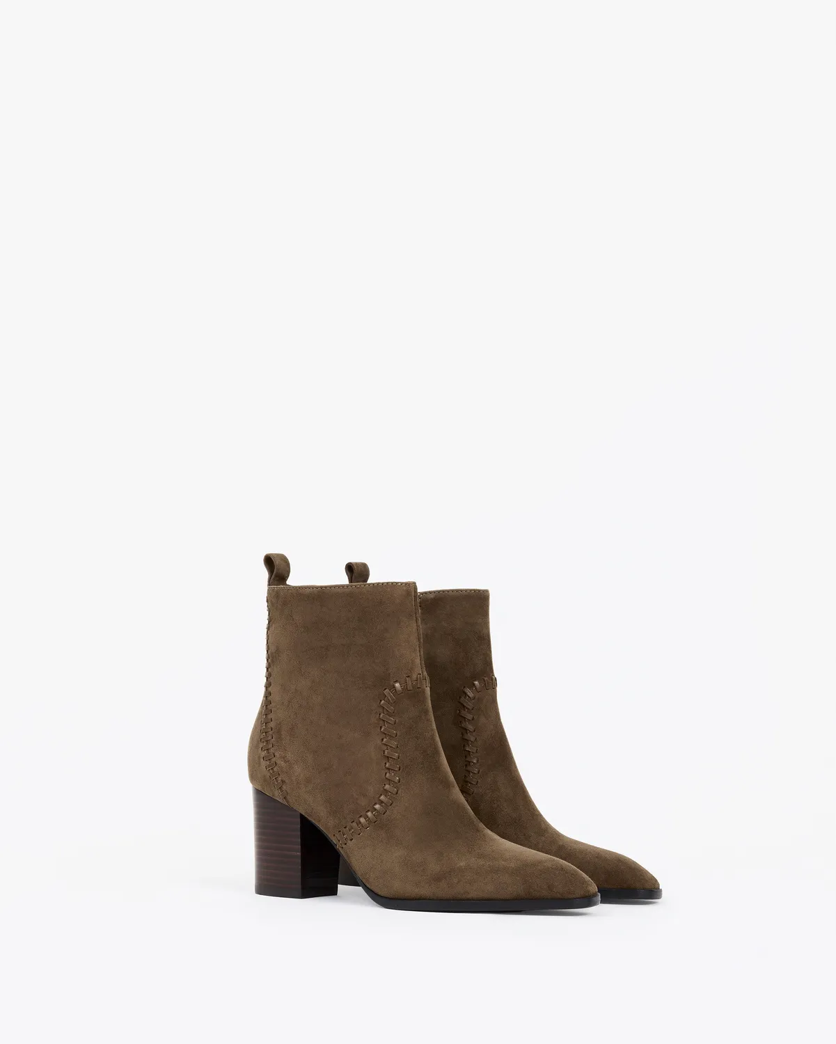 Mi/Mai Marcia Brown bottines daim marron talon bloc
