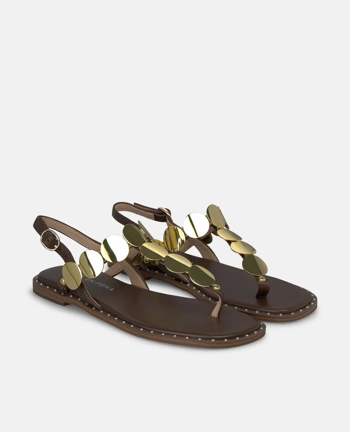 Alma en Pena V268200 sandales plates cuir marron