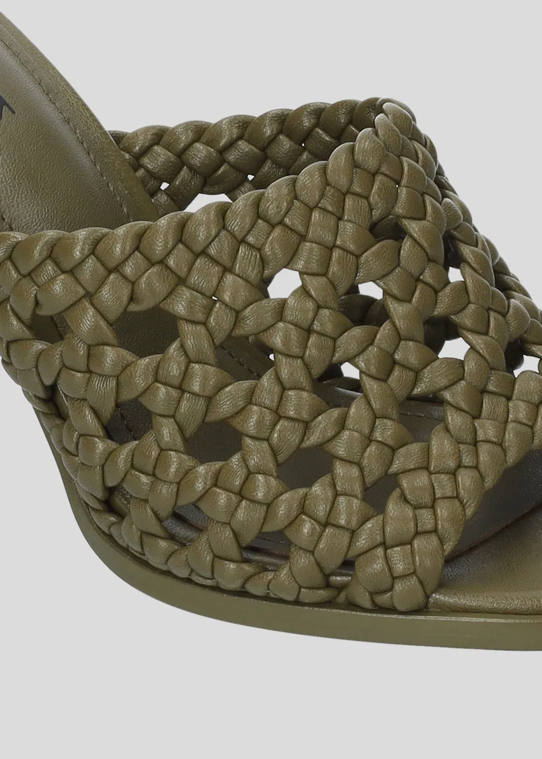 Lola Cruz Roxane Mules 90 mules vert kaki talon 9 cm