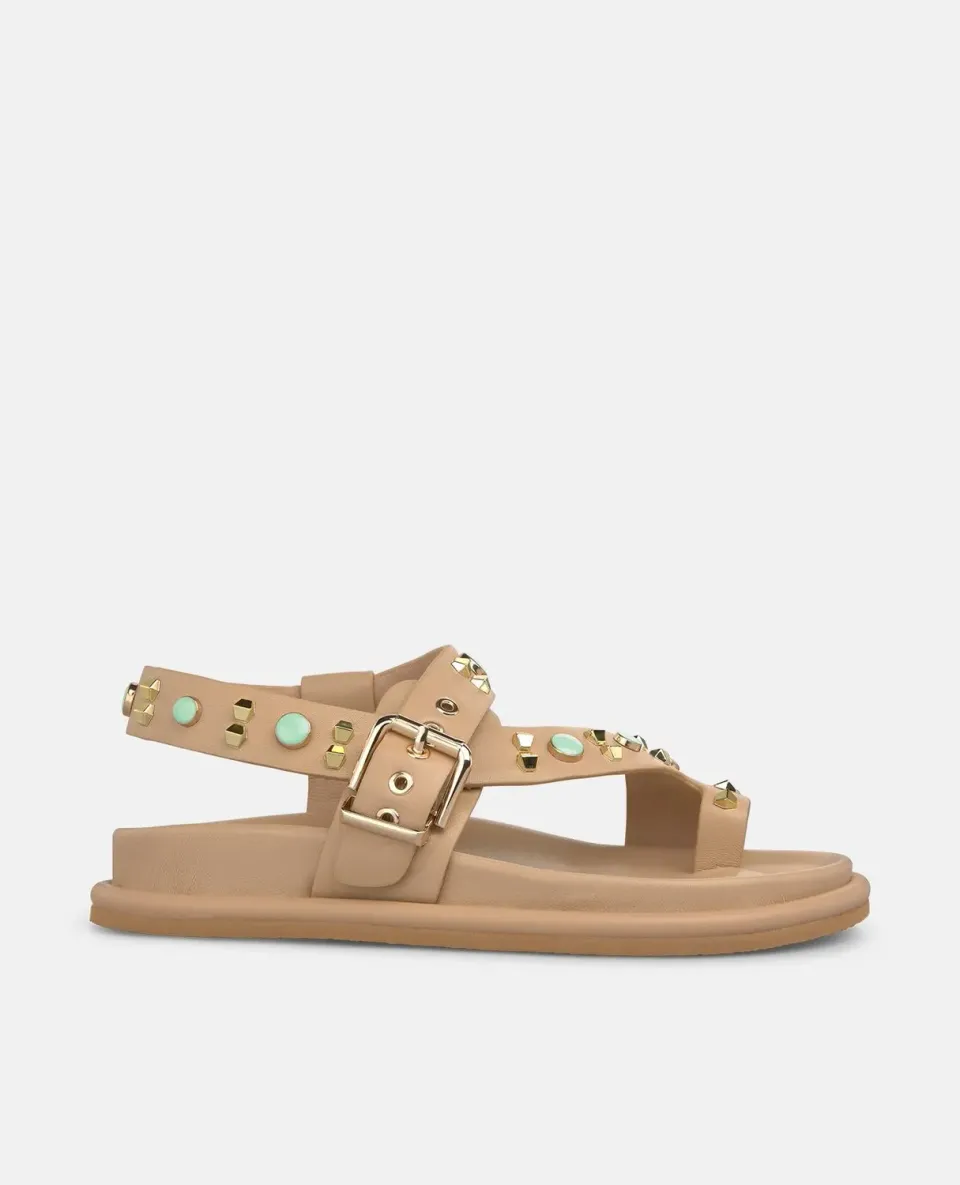 Alma en Pena V267000 sandales plates sable clous