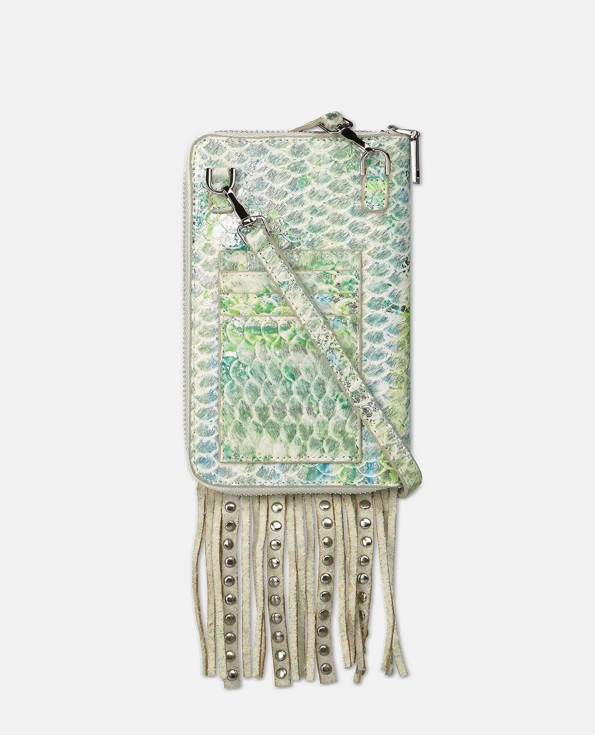 Alma en Pena V26WT016 sac cuir turquoise clouté