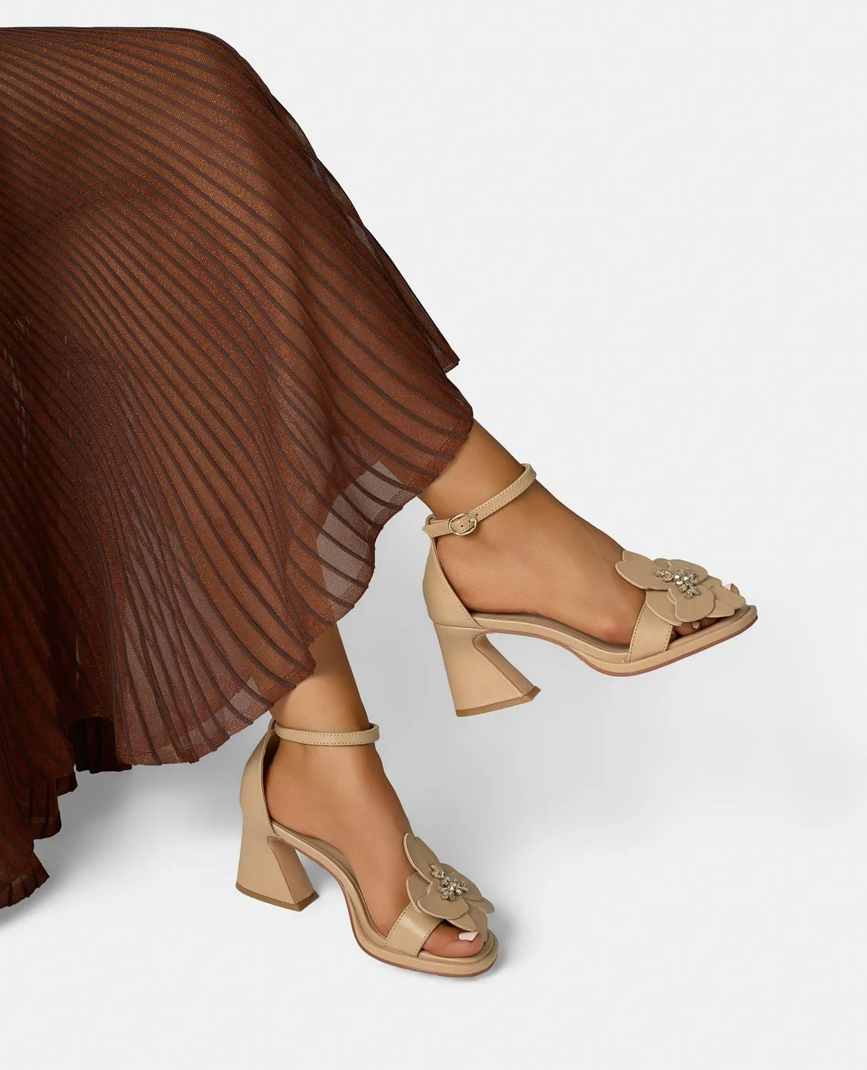 Alma en Pena V262401 sandales cuir beige fleur 8,5 cm