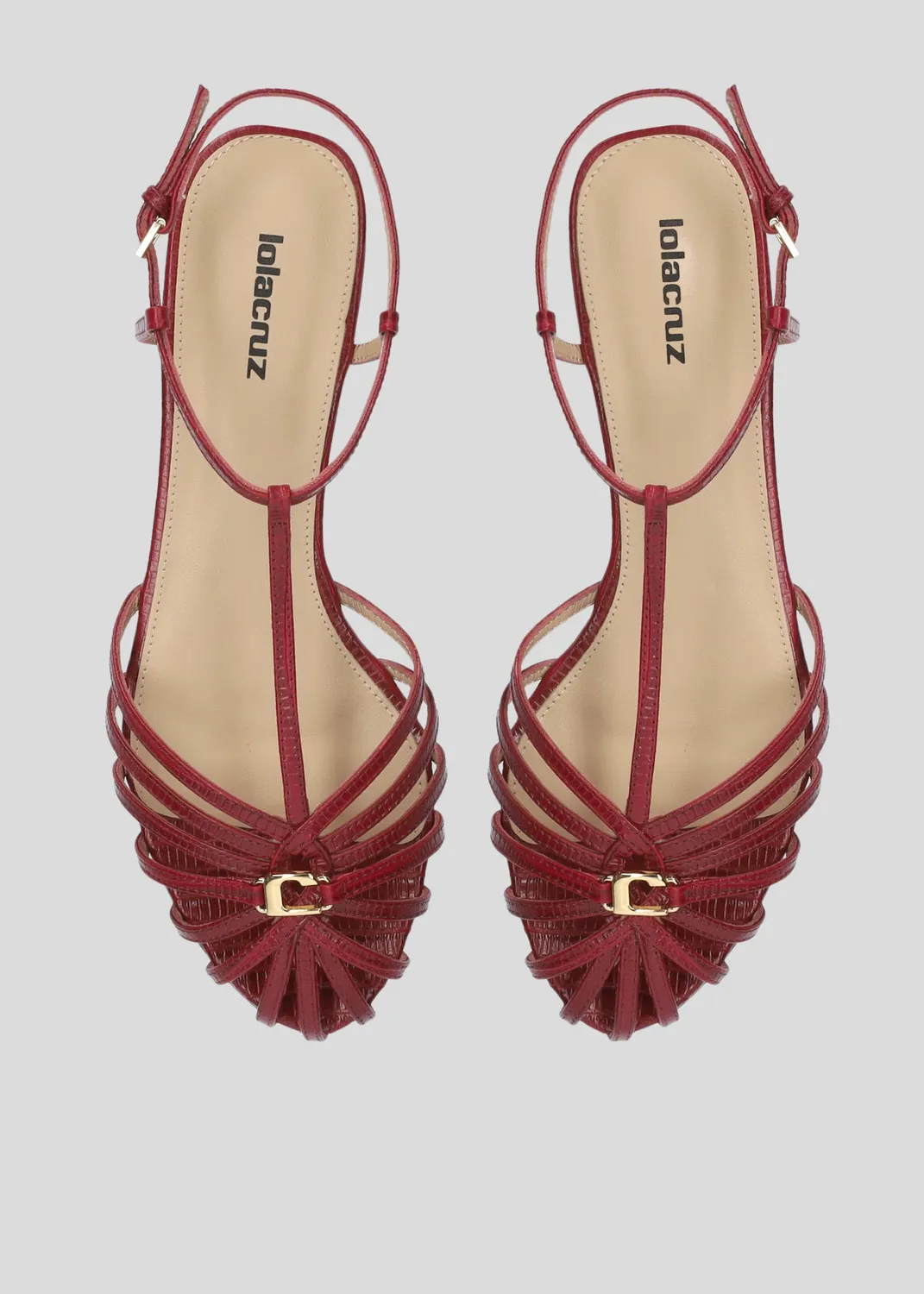 Lola Cruz Tango sandales plates bordeaux femme