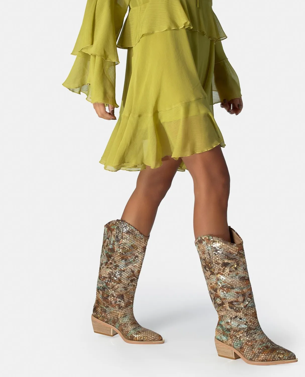 Alma en Pena V260254 bottes cowboy camel cuir 5 cm