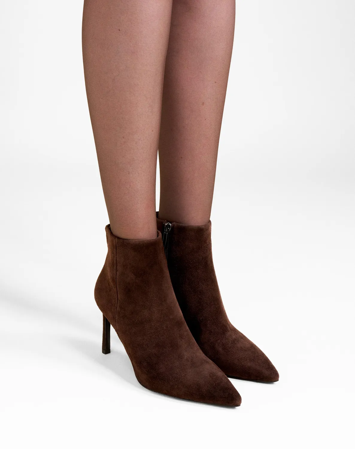 Mi/Mai Noura bottines à talon 8 cm daim chocolat