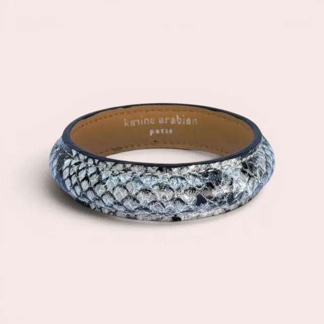 Karine Arabian JONC bracelet cuir serpent gris noir