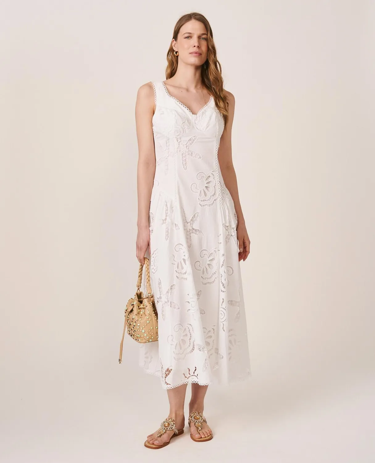 Alma en Pena V26CL0262 robe midi blanche coton