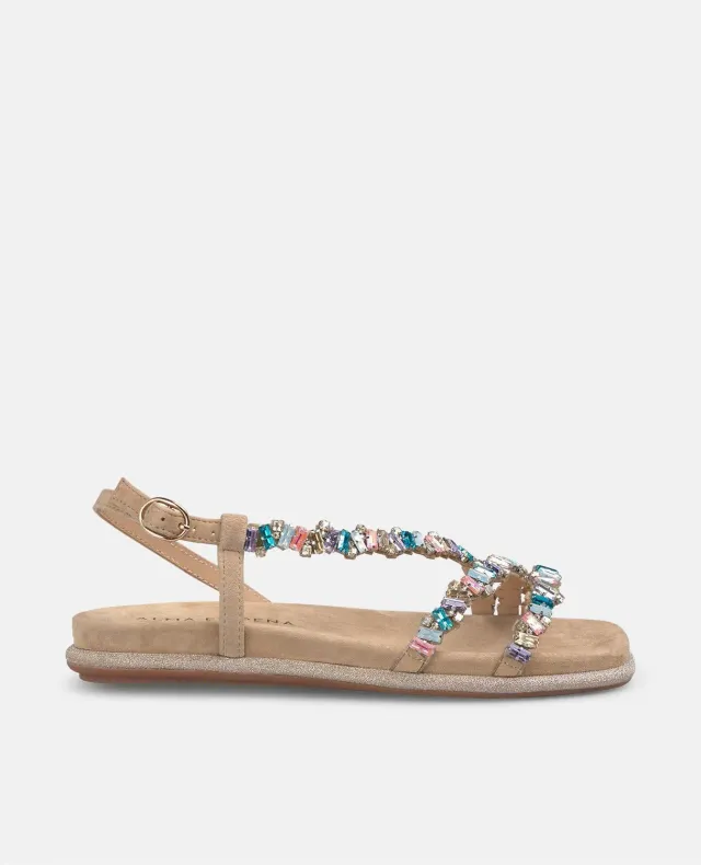 Alma en Pena V251614 sandales plates sable bijou
