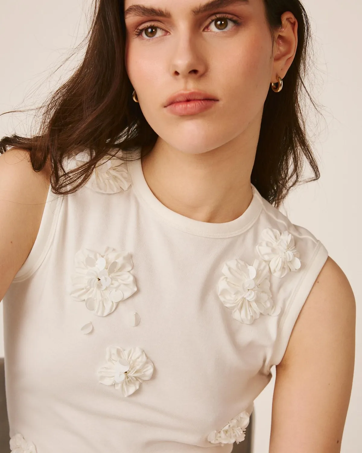 Alma en Pena V26CL0628 top blanc à fleurs