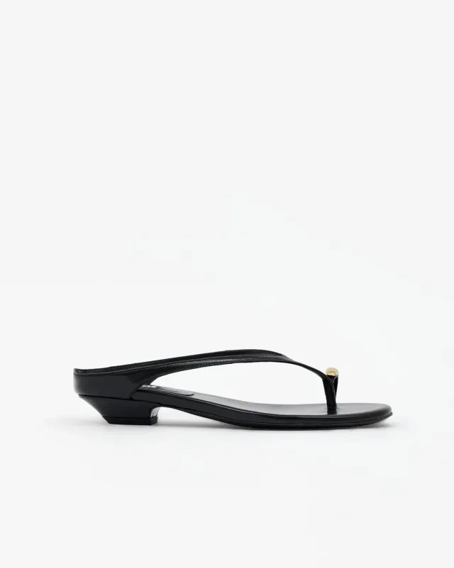Mi/Mai Juno Black nu-pieds cuir bague dorée