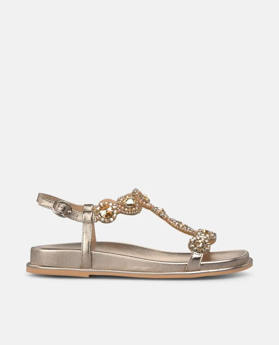 Alma en Pena V267106 sandales plates bronze strass
