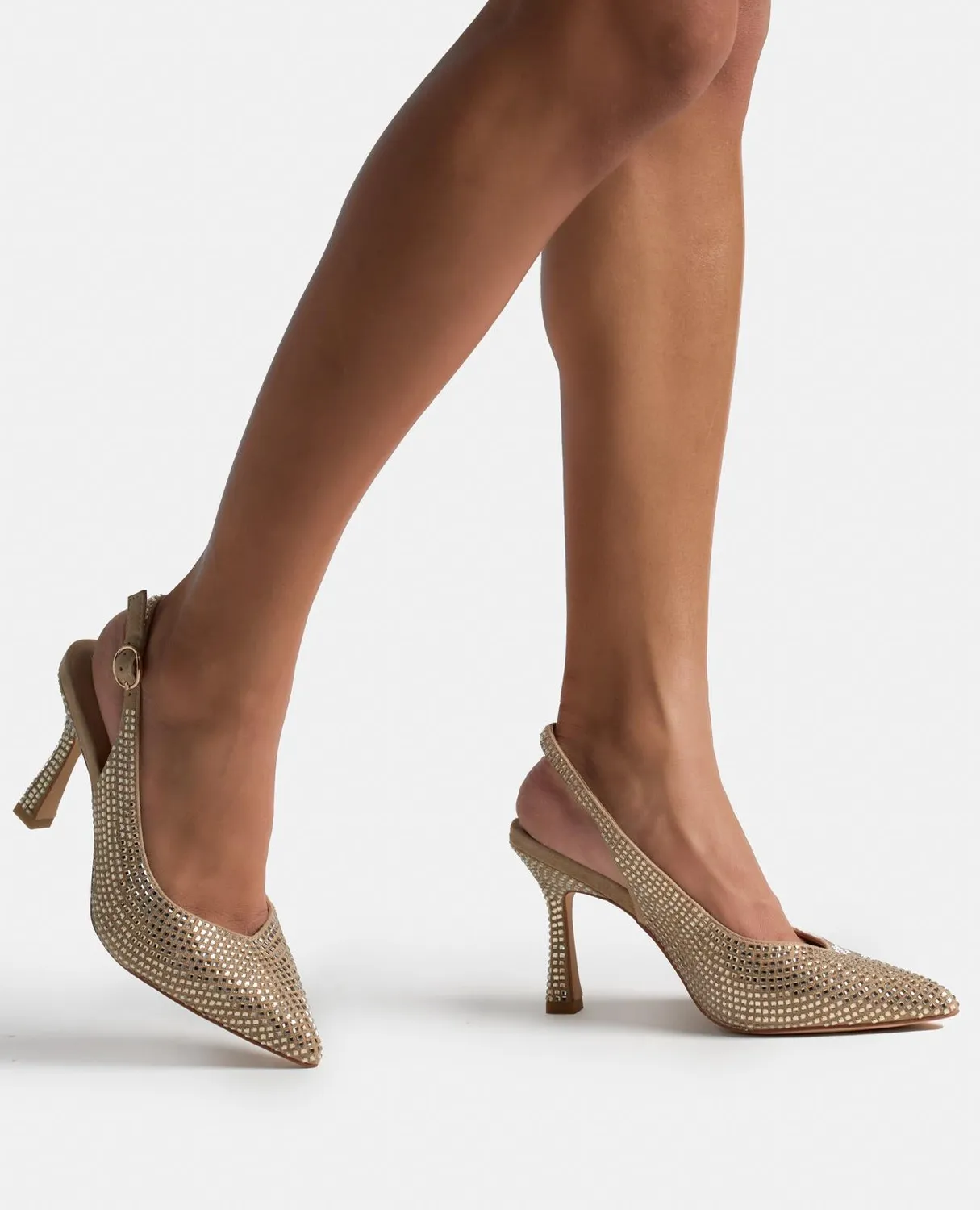 Alma en Pena V250601 escarpins strass sable daim 9 cm