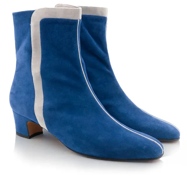Bégum Paris Chéri bottines chèvre velours bleu