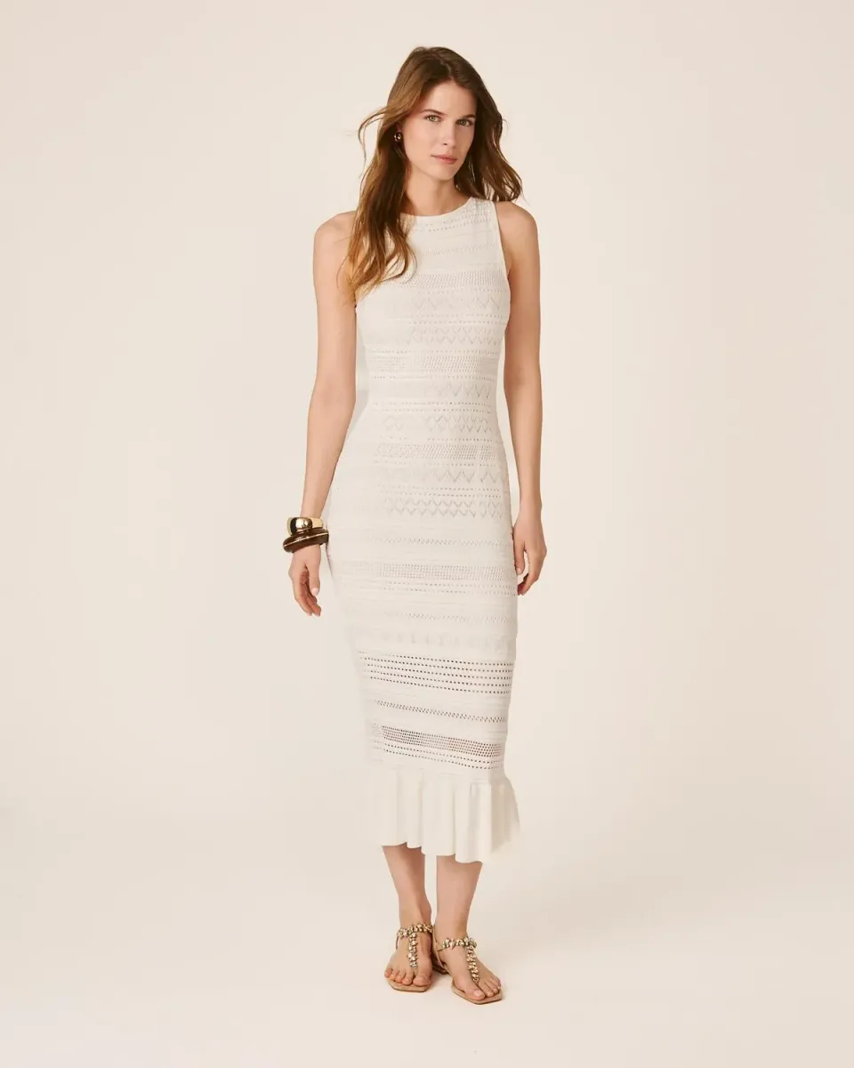 Alma en Pena V26CL0208 robe longue blanche maille
