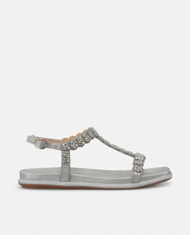 Alma en Pena V2551609 sandales plates argent bijou talon 2 cm