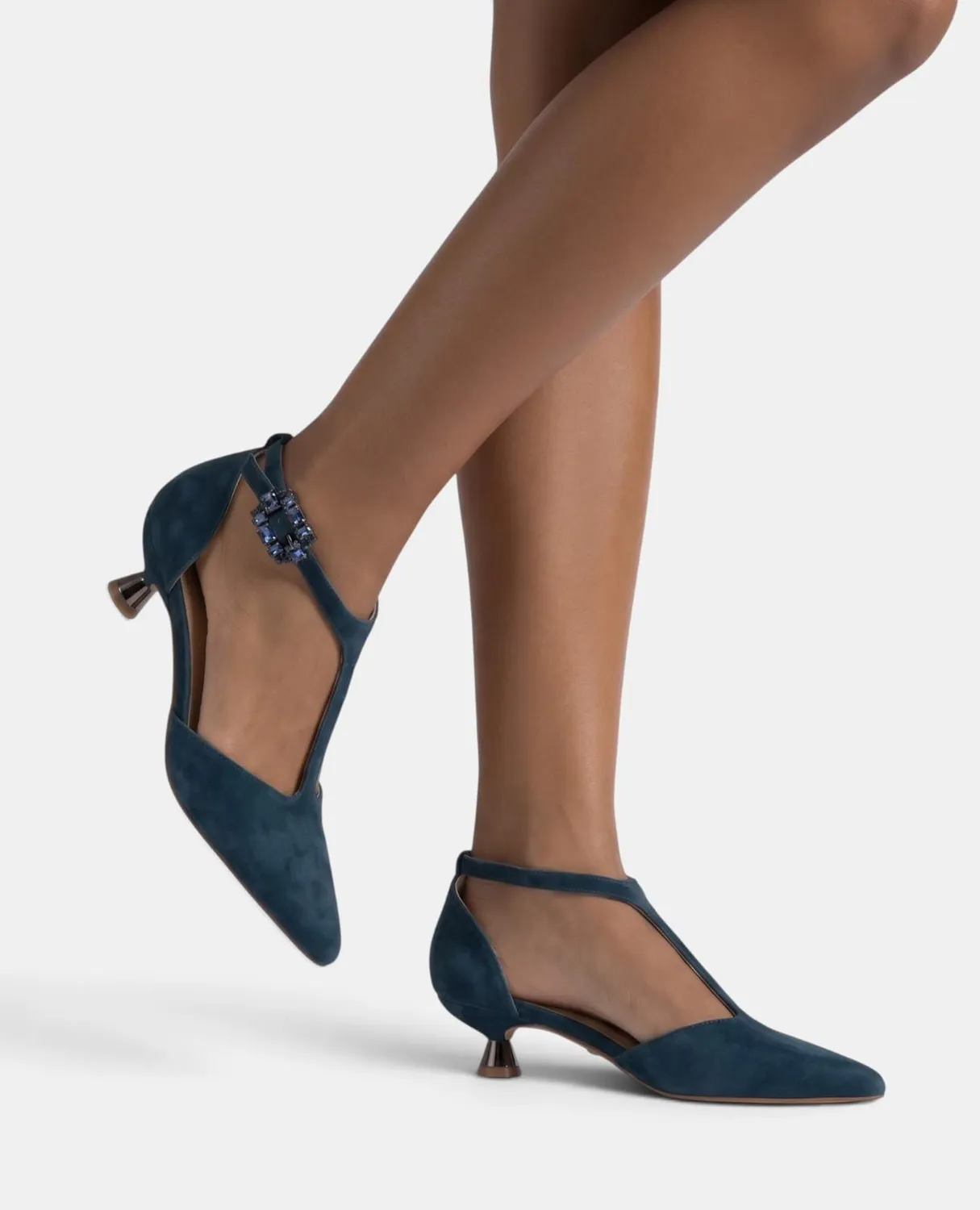 Alma en Pena I260202 escarpins daim bleu talon 4 cm