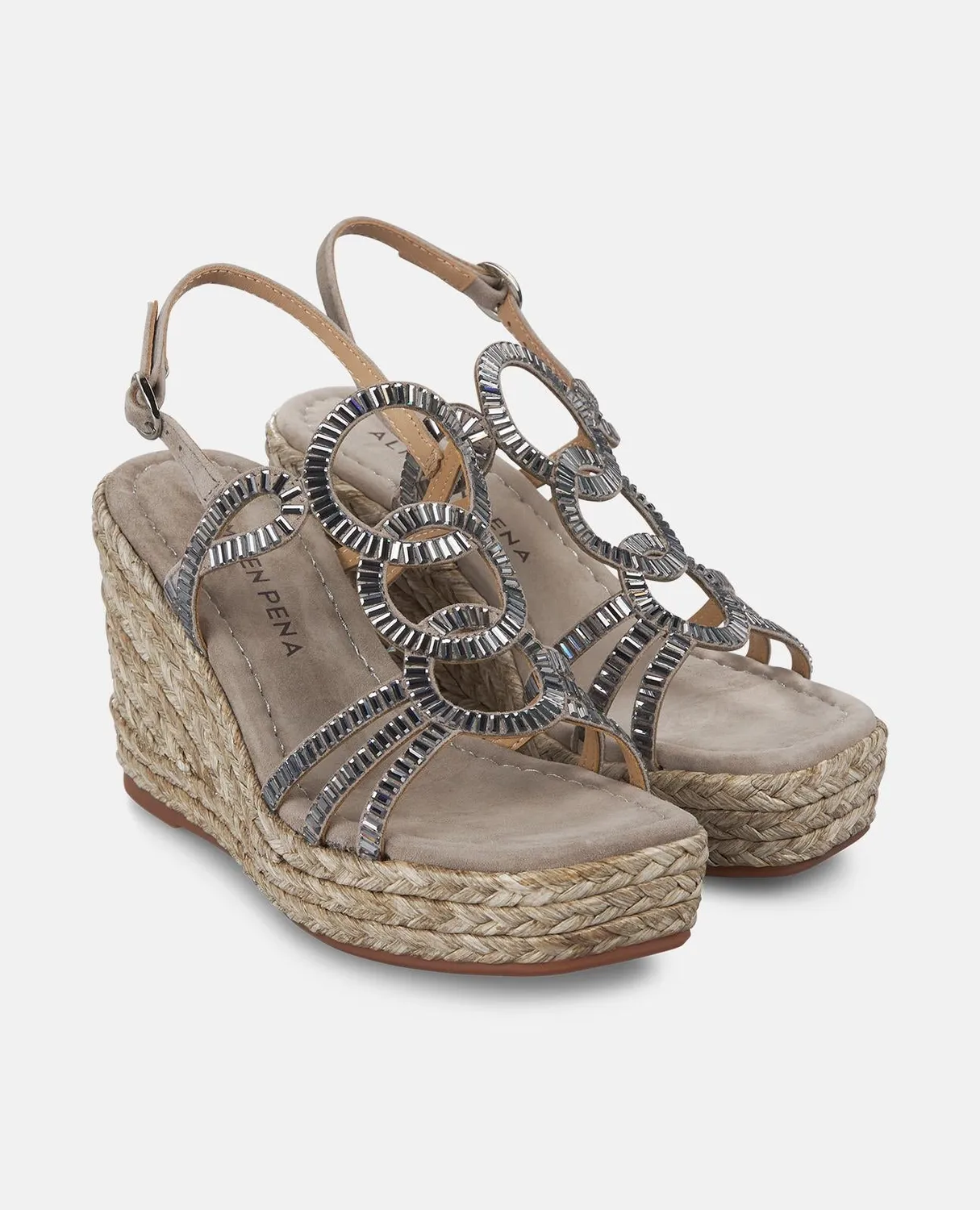Alma en Pena V2551295 compensées cuir taupe strass