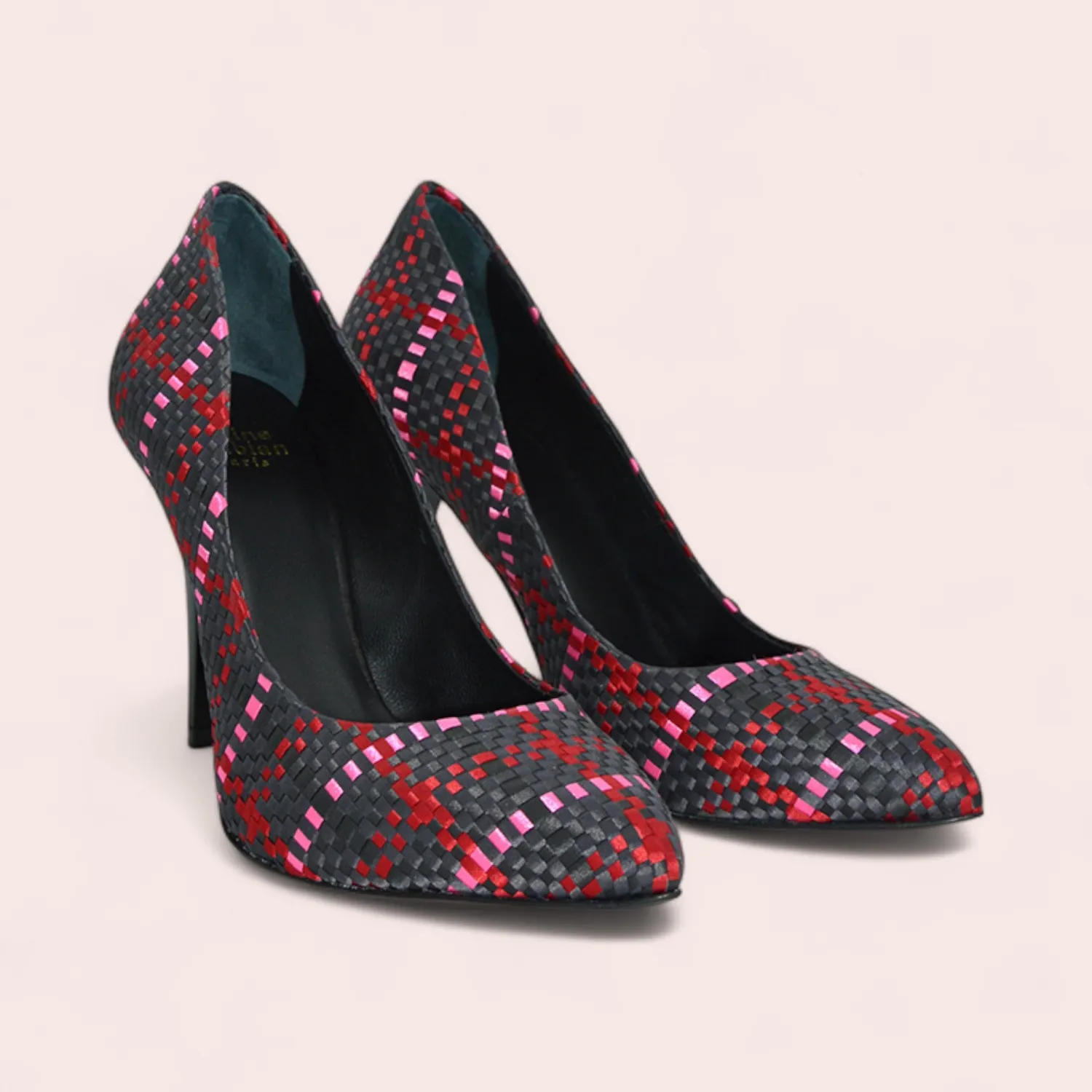 Karine Arabian PUMP escarpin tressé noir 38.5 talon 95mm