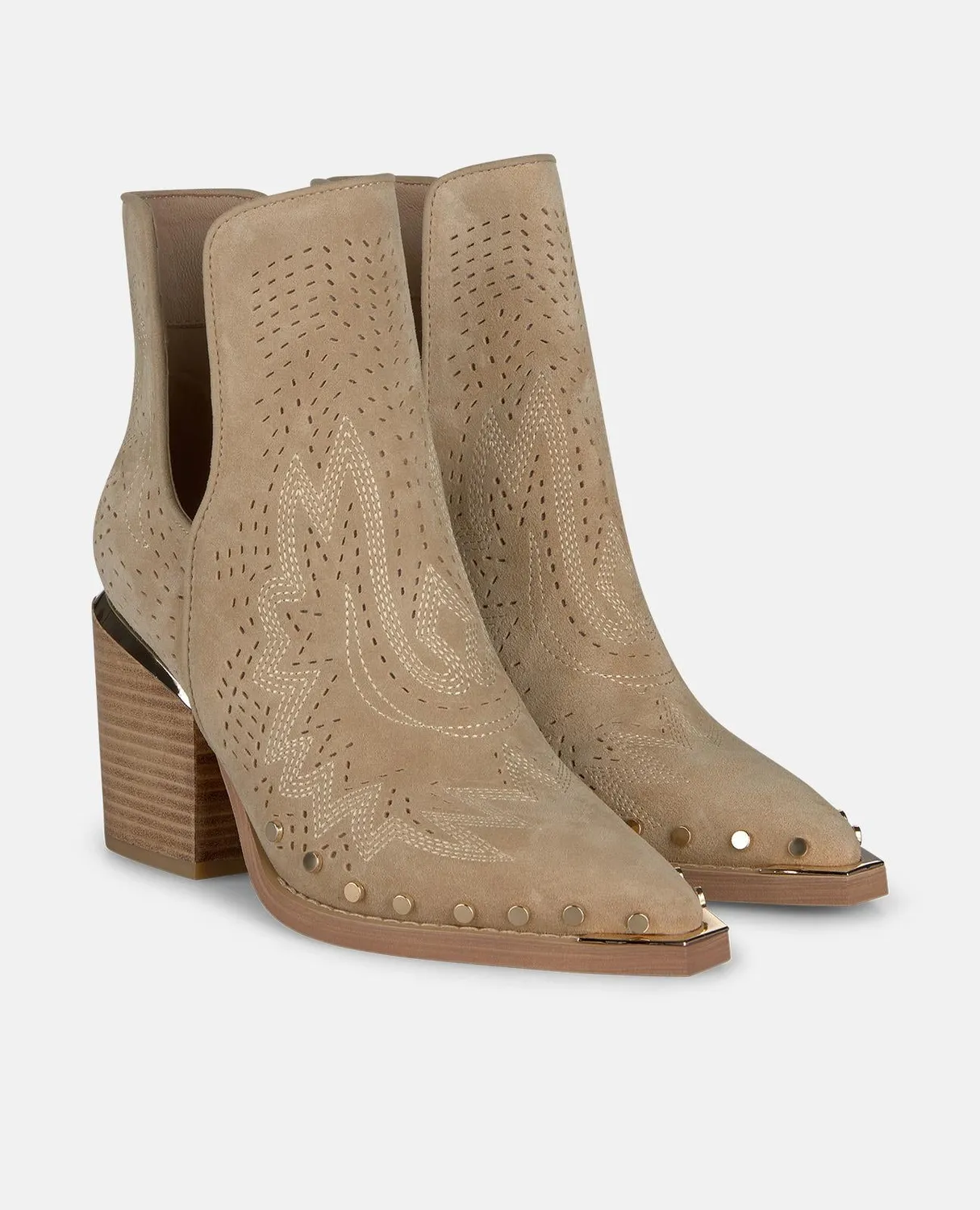 Alma en Pena V260105 bottine cowboy sable cuir talon 7cm
