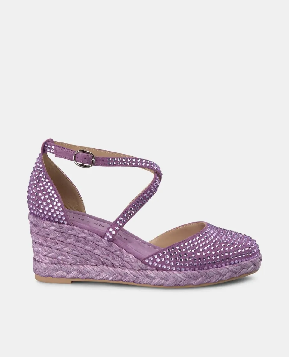 Alma en Pena V2551053 compensées violet strass 5 cm