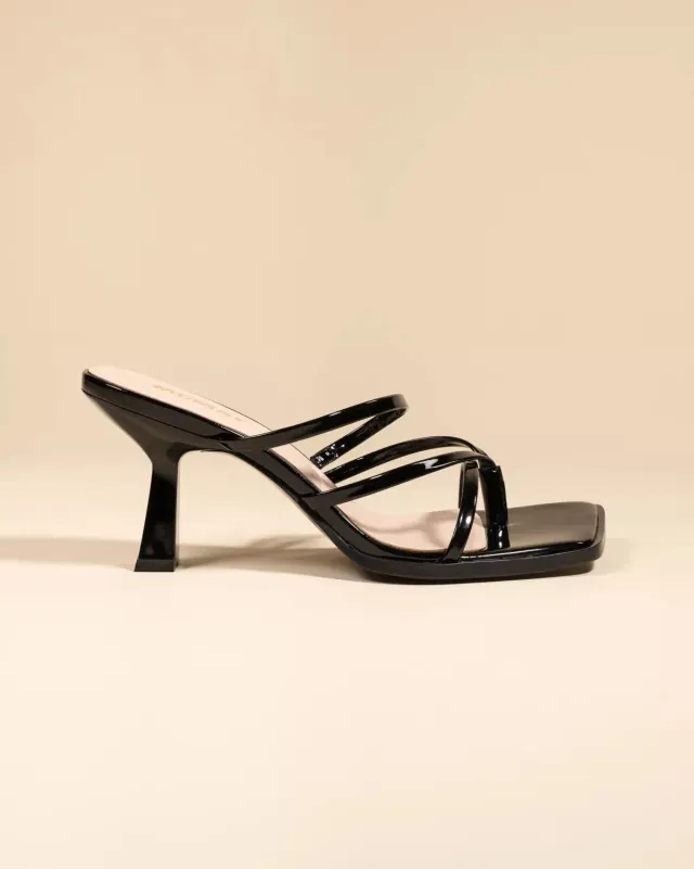 Mi/Mai Misty Black Patent mule vernie bout carré