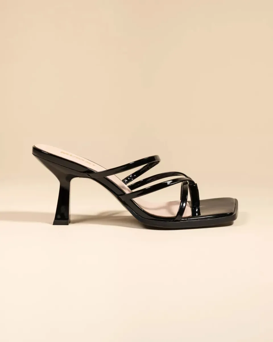 Mi/Mai Misty Black Patent mule vernie bout carré