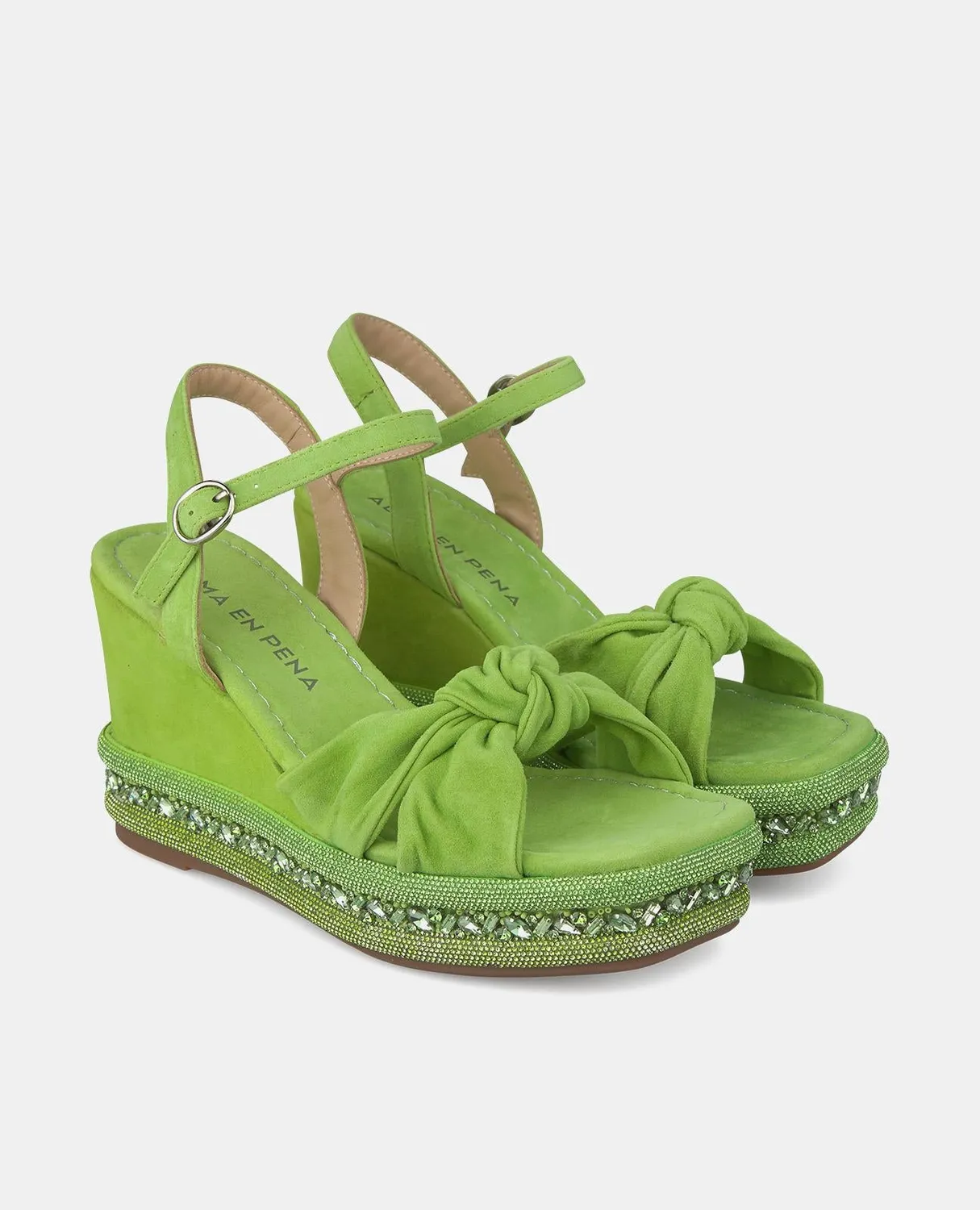 Alma en Pena V241072 sandales compensées cuir lime 9,5 cm