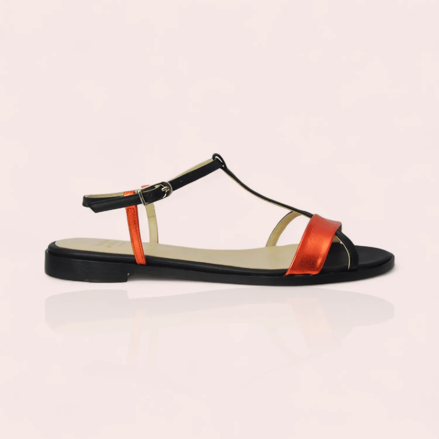 Karine Arabian Carla sandales plates cuir orange 15 mm