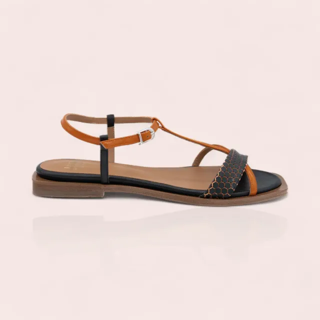 Karine Arabian Carla sandales plates cuir orange 15 mm