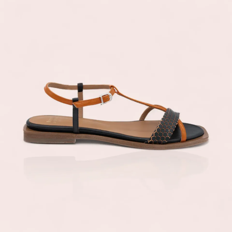 Karine Arabian Carla sandales plates cuir orange 15 mm