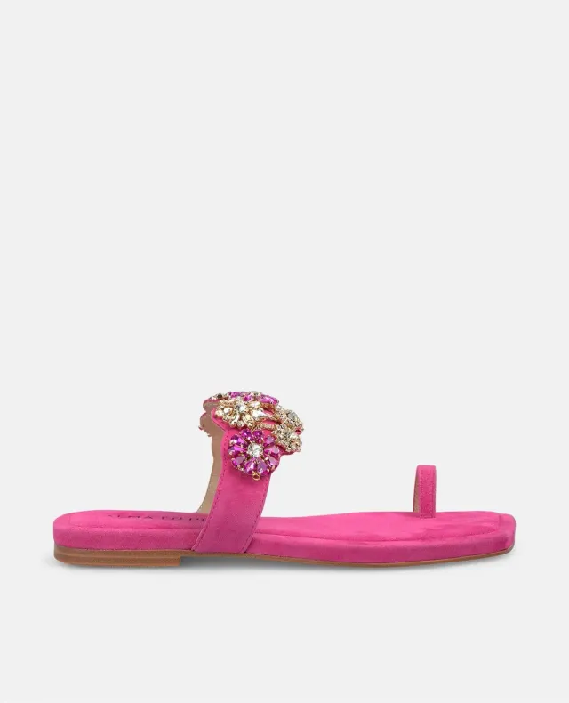 Alma en Pena V251913 tongs fuchsia cuir strass