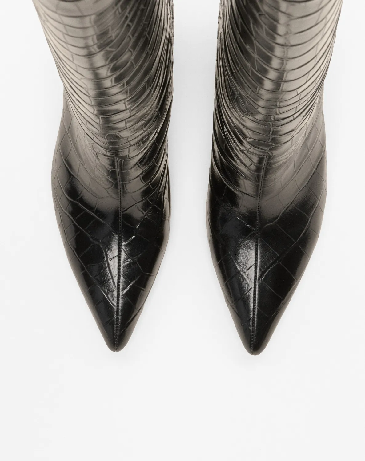 Mi/Mai Wassily Black Croc bottes noires croco talon bloc