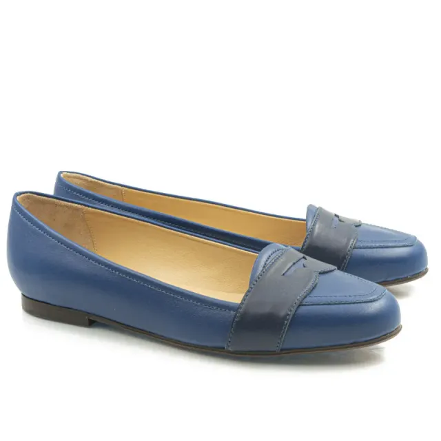 Bégum Paris Boston mocassins bleu marine cuir