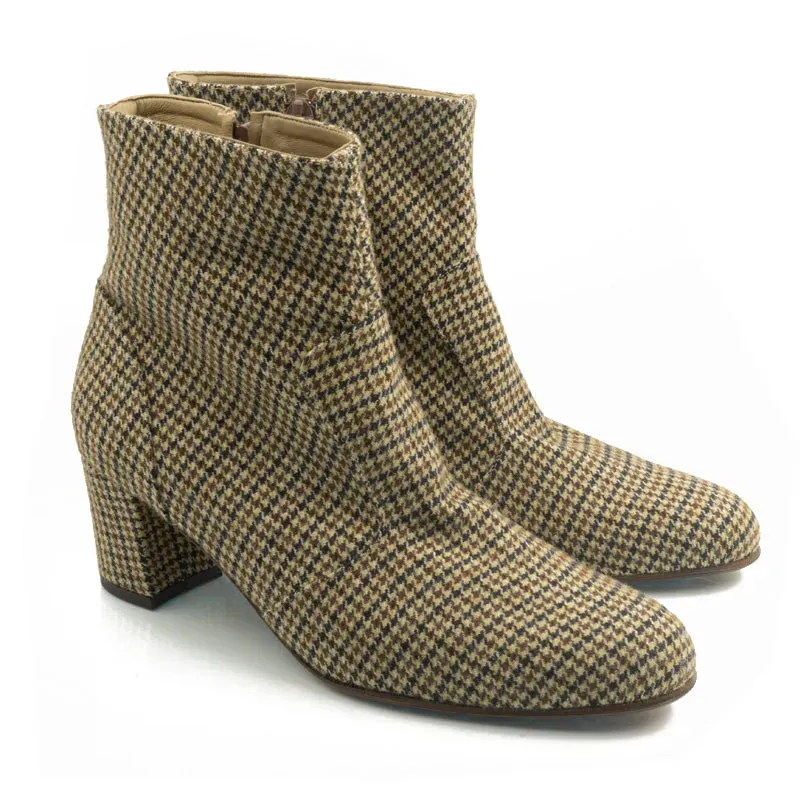 Bégum Paris Sherpa bottines tweed noir beige talon 5 cm