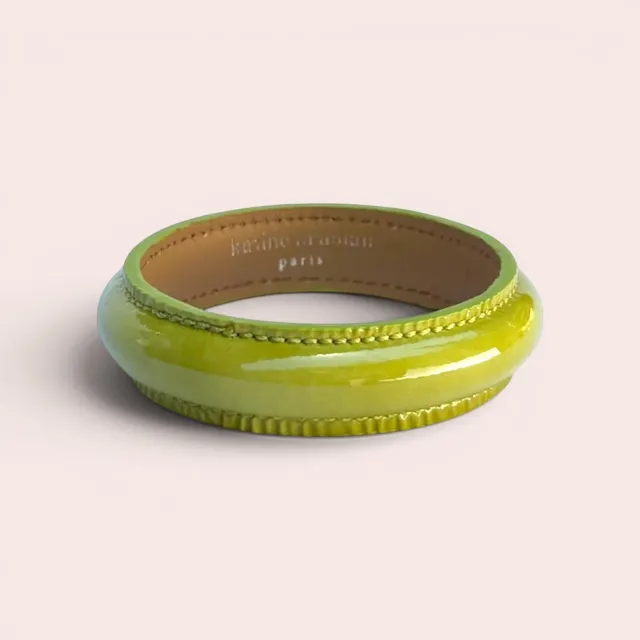 Karine Arabian Jonc bracelet cuir verni pistache taille unique
